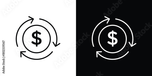 Cash flow icon. Editable stroke. thin line outline concept vector.