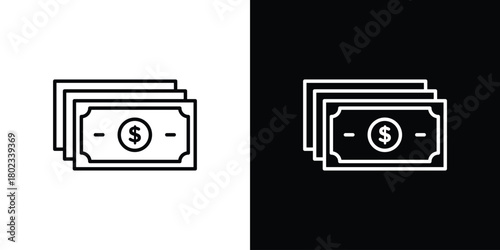 Cash icon. Editable stroke. thin line outline concept vector.