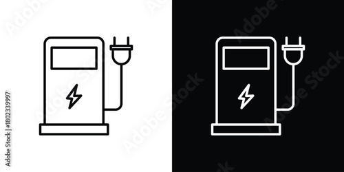 Charging station icon. Editable stroke. thin line outline concept vector.