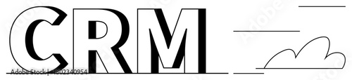 CRM letters in bold font with line accents and a cloud element, conveying modern technology, customer management, and integration. Ideal for business, technology, organization, marketing, analytics