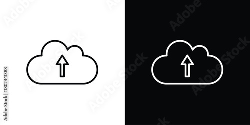 Cloud upload icon. Editable stroke. thin line outline concept vector.