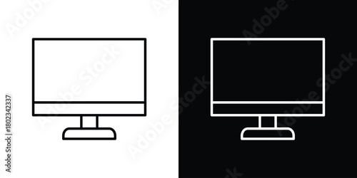 Computer icon. Editable stroke. thin line outline concept vector.