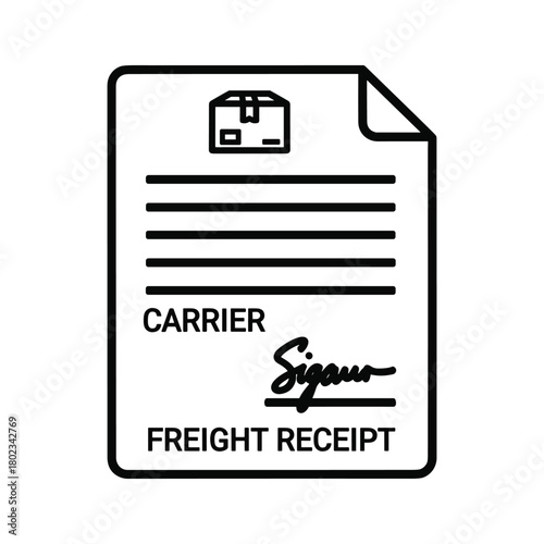 Shipping freight receipt document icon with carrier details and signature, symbolizing logistics and delivery services