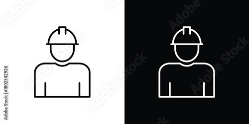 Construction worker icon. Editable stroke. thin line outline concept vector.