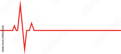 Simple vector illustration of a sharp red heartbeat or pulse line, commonly used in medical, healthcare, or life-saving graphic designs.