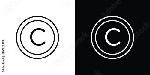 Copyright icon. Editable stroke. thin line outline concept vector.