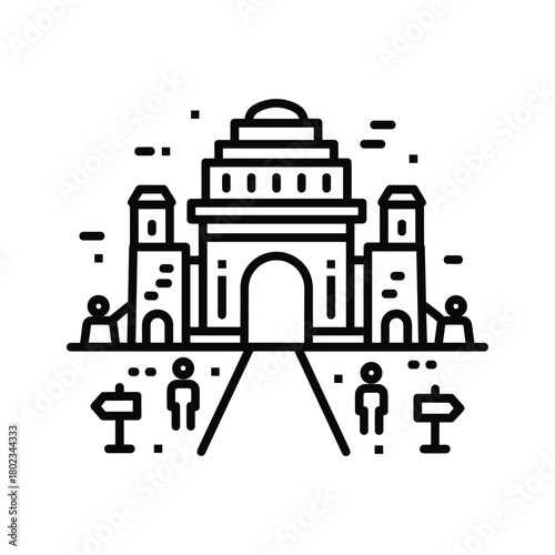 India gate monument with people walking in delhi, india travel