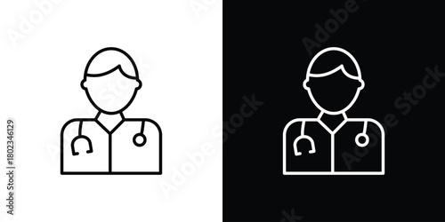 Doctor icon. Editable stroke. thin line outline concept vector.