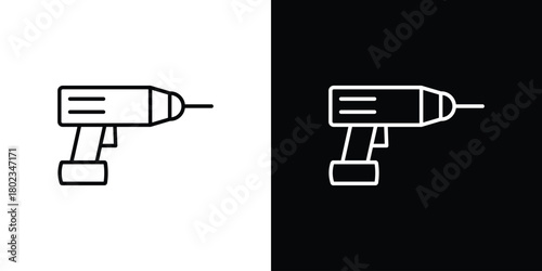 Drill icon. Editable stroke. thin line outline concept vector.