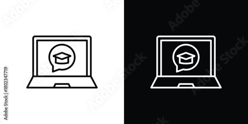 E-learning icon. Editable stroke. thin line outline concept vector.