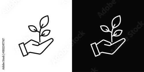 Eco-friendly icon. Editable stroke. thin line outline concept vector.
