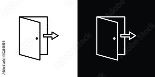 Exit icon. Editable stroke. thin line outline concept vector.