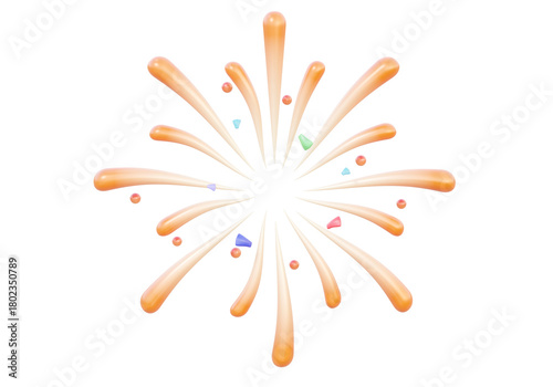 Firework happy new year icon floating on Isolated background. explosion celebration festival. 3d render illustration
