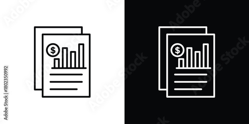 Financial report icon. Editable stroke. thin line outline concept vector.