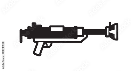 Silhouette of a Powerful Submachine Gun Tactical Weapon Icon