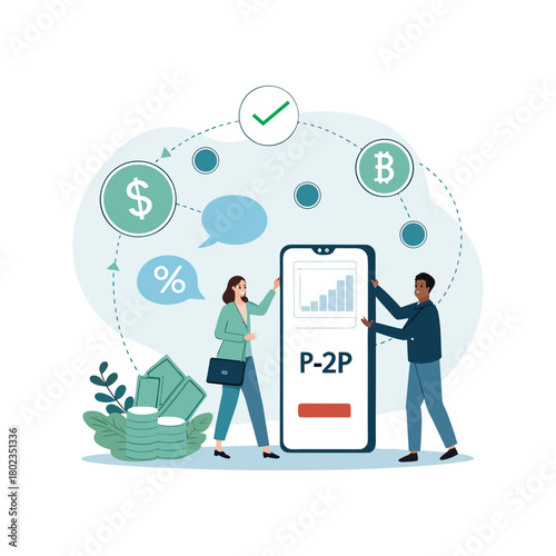 Secure peer to peer lending platform on mobile app for modern financial investments and money transactions