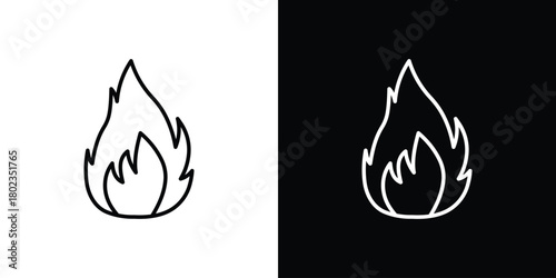 Fire icon. Editable stroke. thin line outline concept vector.