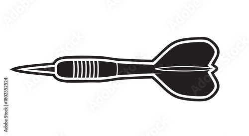 Black and White Dart Icon Simple Design for Sports and Recreation Activities