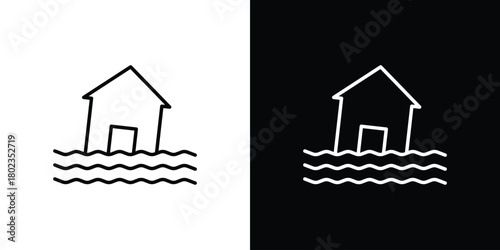 Flood icon. Editable stroke. thin line outline concept vector.