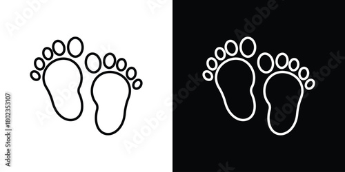 Footprint icon. Editable stroke. thin line outline concept vector.