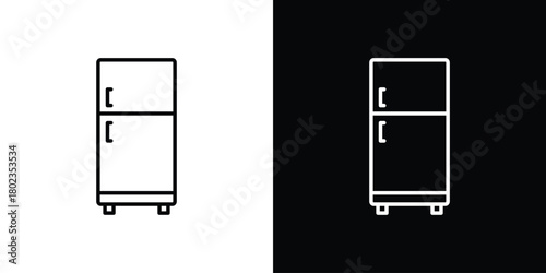 Fridge icon. Editable stroke. thin line outline concept vector.