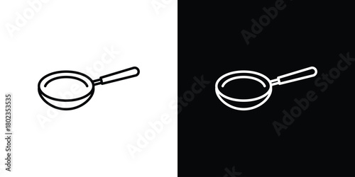 Frying pan icon. Editable stroke. thin line outline concept vector.