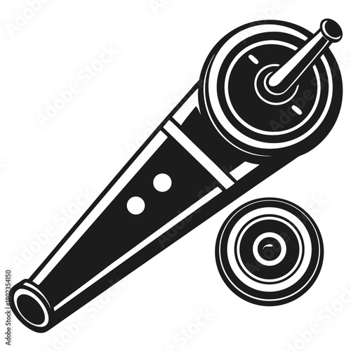 Historic naval cannon vector icon for military warfare designs