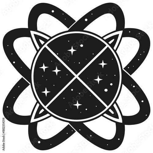 Abstract cosmic symbol of universe and galaxy illustration graphic art.