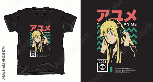 Anime graphic vector art t-shirt design print