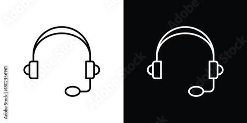 Headphones icon. Editable stroke. thin line outline concept vector.