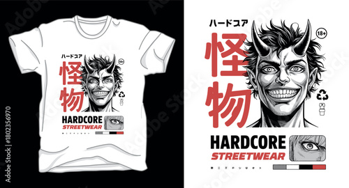 Hardcore anime graphic vector art t-shirt design print