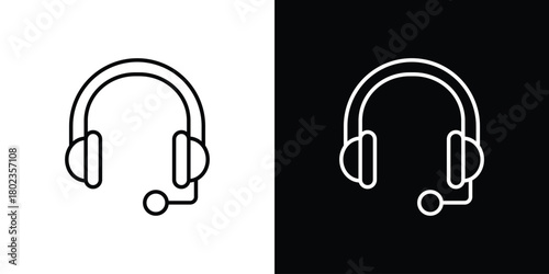 Headset icon. Editable stroke. thin line outline concept vector.