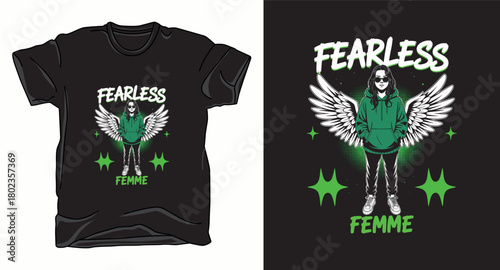 Fearless anime graphic vector art t-shirt design print