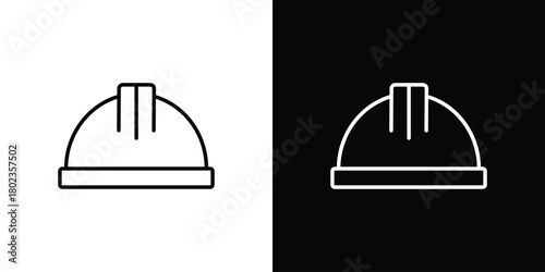Helmet icon. Editable stroke. thin line outline concept vector.