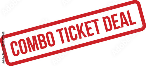 Prominent red distressed stamp with the capitalized words COMBO TICKET DEAL on an isolated white background