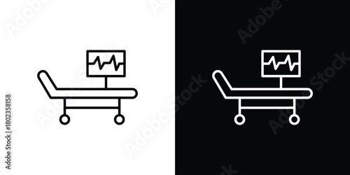 Hospital bed icon. Editable stroke. thin line outline concept vector.