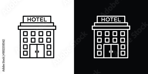 hotel icon. Editable stroke. thin line outline concept vector.