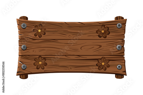 Decorative wooden board with floral engravings