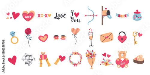 Cute Valentine Elements for Love and Romance