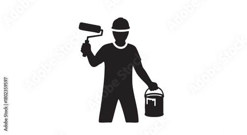Professional painter icon illustrating a skilled worker ready for home renovation and construction projects, symbolizing dedication to property enhancement and maintenance services
