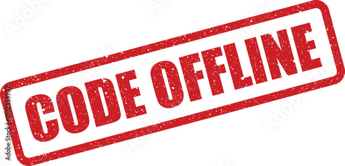 Red grunge rubber stamp displaying the message CODE OFFLINE to indicate system status
