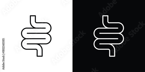 Intestines icon. Editable stroke. thin line outline concept vector.