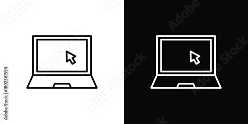 Laptop icon. Editable stroke. thin line outline concept vector.