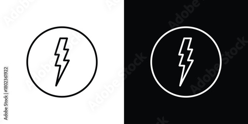 Lightning icon. Editable stroke. thin line outline concept vector.