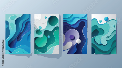 A set of abstract banners featuring a variety of vibrant colors and patterns, showcasing artistic design elements..eps