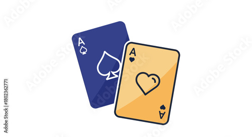 Colorful ace playing cards illustration with heart and spade designs