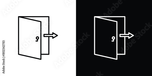 Logout icon. Editable stroke. thin line outline concept vector.