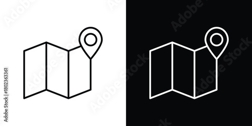 Map icon. Editable stroke. thin line outline concept vector.