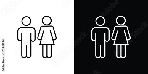 Man and woman icon. Editable stroke. thin line outline concept vector.