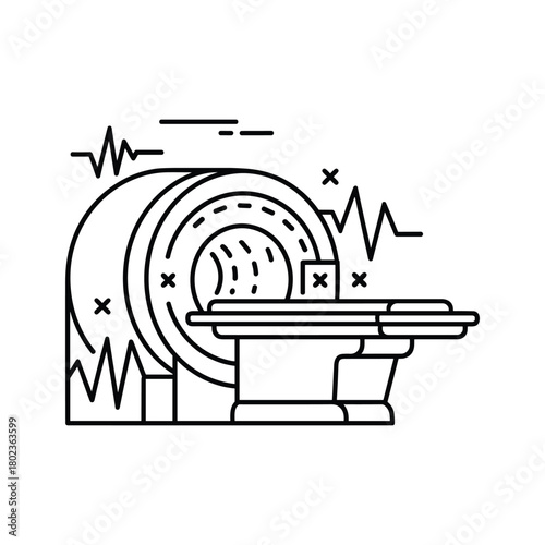 Mri scan medical diagnostic technology with heartbeat monitor line